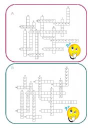 English Worksheet: Half crossword - pairwork sheet