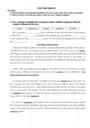 English Worksheet: CULTURE SHOCK, a reading text explaining cultural differences and how to deal with culture shock. 