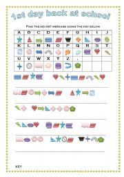 English Worksheet: Welcome back to school - Cryptogram