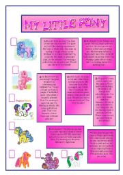 English Worksheet: MY LITTLE PONY.READING COMPREHENSION