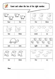 English Worksheet: numbers 1 to 10