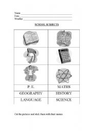 English worksheet: SCHOOL SUBJECTS