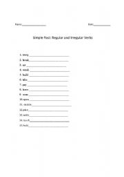 English worksheet: Simple Past Verbs