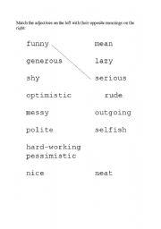 English worksheet: Personality adjectives worksheet