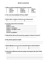 English Worksheet: gladiator movie