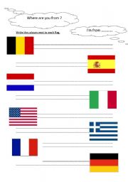 English Worksheet: Where are you from?