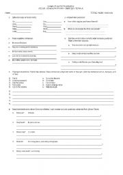 English Worksheet: Simple Past Test