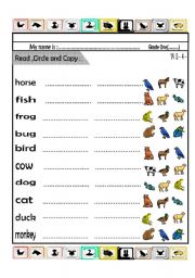 English worksheet: Animals