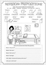 English Worksheet: Revision- prepositions