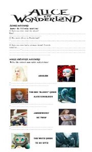English Worksheet: film: alice in wonderland