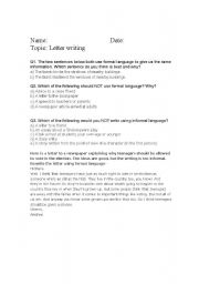 English Worksheet: informal formal language