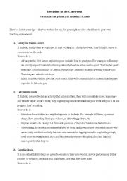 English Worksheet: Tips for Teachers - Classroom Discipline