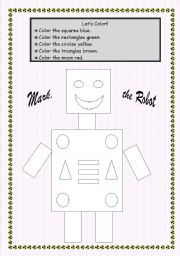 English Worksheet: Color the robot