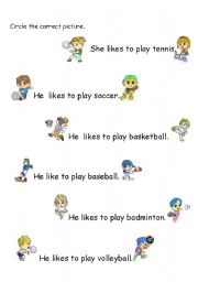 English worksheet: sport