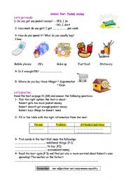 English Worksheet: pocket money