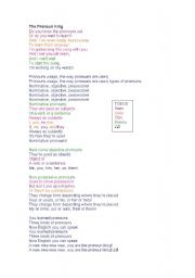 English Worksheet: The Pronouns King Song