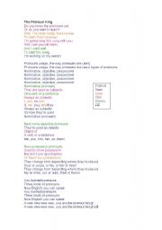 English worksheet: The Pronouns King Song