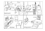 English Worksheet: PARTS OF THE HOUSE, FURNITURE