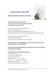 English Worksheet: Another Brick in the Wall (song)