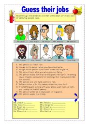 English Worksheet: guess their jobs