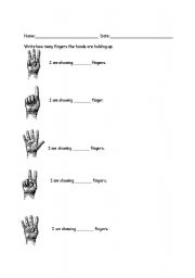 English Worksheet: Count The Fingers