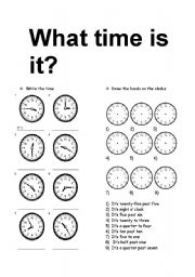 English Worksheet: What time is it?