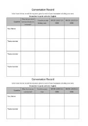 English worksheet: Conversation Round Form