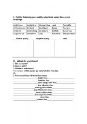 English Worksheet: men and women