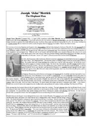 English Worksheet: John Merrick (The Elephant Man)