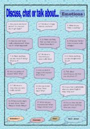 English Worksheet: Discuss, chat or talk about - Emotions
