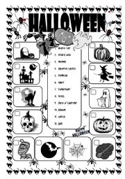 English Worksheet: Halloween matching worksheet