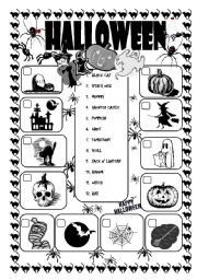 Halloween matching worksheet