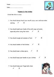 English worksheet: Hygiene in the kitchen