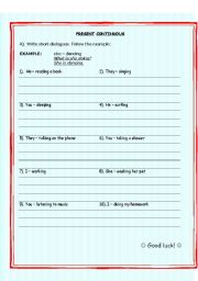 English worksheet: Present Continuous - exercises