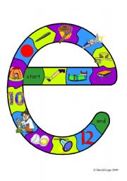 New Alphabet Tracks: letter e in full color, black and white and blank.
