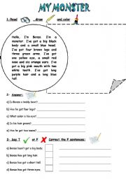 English Worksheet: MY MONSTER