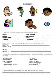 English Worksheet: ILLNESSES