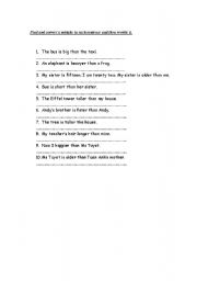 English worksheet: Comparative with short adjectives_sentence correction