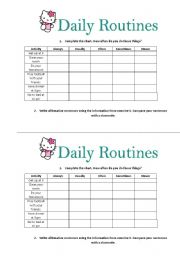 English Worksheet: Daily Routines Adverbs of Frequency