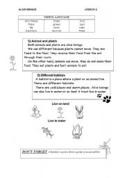 English Worksheet: Alive beings in habitats