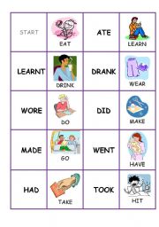 English worksheet: past tense bingo