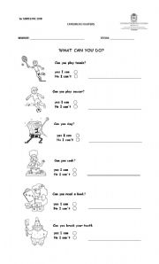 English Worksheet: Can/Cant