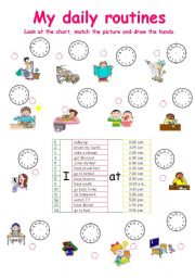 English Worksheet: My daily routines