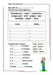 English Worksheet: food & drink