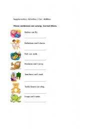 English Worksheet: CAN - ABILITIES