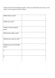 English worksheet: Find Someone Who with WH question Words
