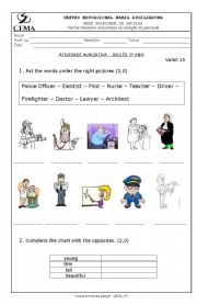 English Worksheet: jobs and opposites