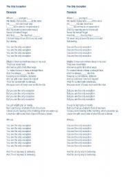 English worksheet: Song- youre the only exception
