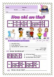 English Worksheet: HOW OLD ARE THEY?