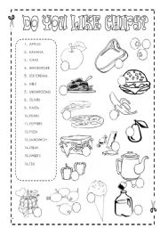 English Worksheet: Food - Matching + Answer Key